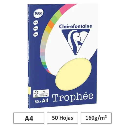 [541789] PAPEL AMARILLO CANARIO A4 50 HOJAS 160G - CLAIREFONTAINE