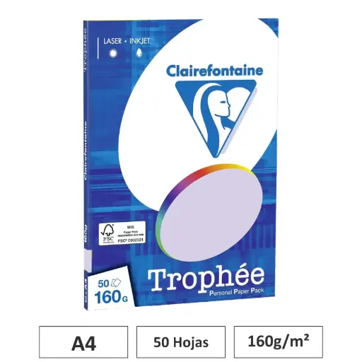 [541792] PAPEL LILA A4 160G 50 HOJAS