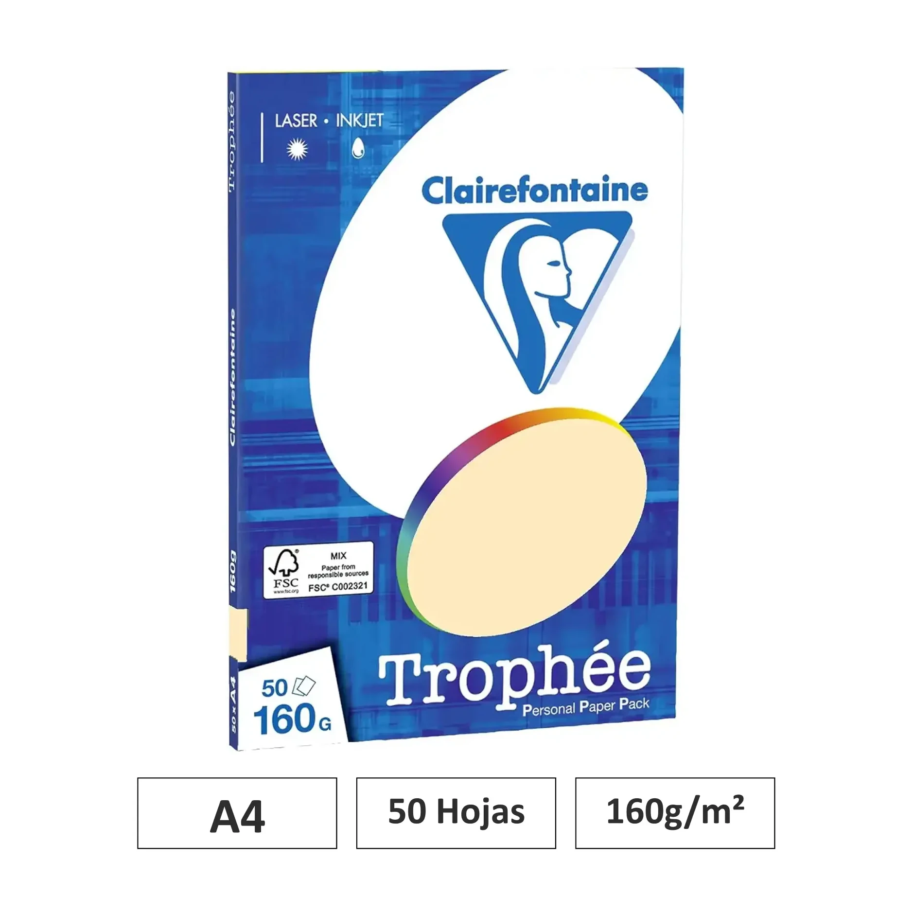 [541794] PAPEL ARENA A4 50 HOJAS 160G - CLAIREFONTAINE