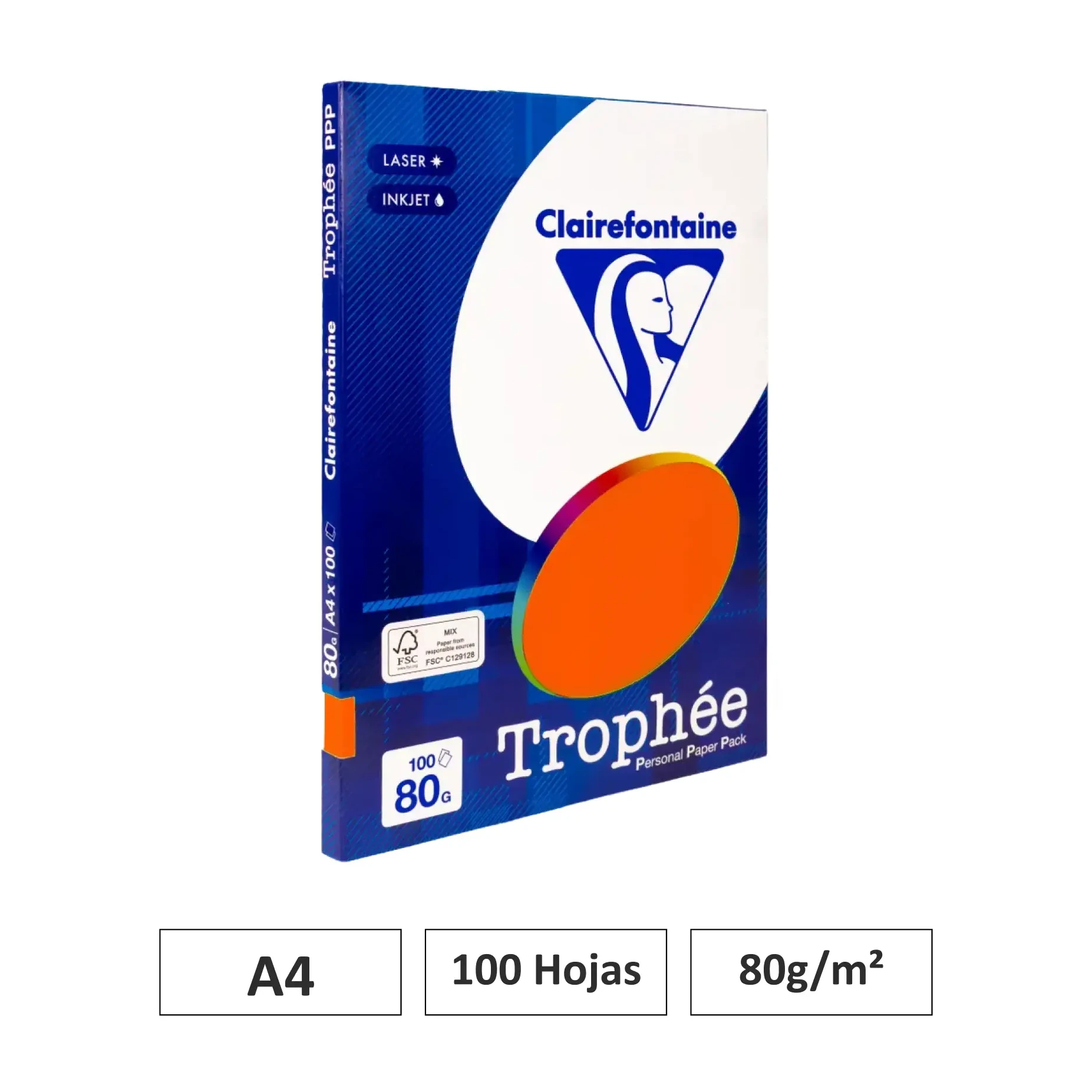 [541795] PAPEL A4 80GR ROJO CARDENAL 100 HOJAS CLAIREFONTAINE