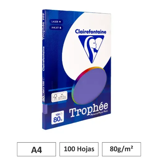 [541799] PAPEL A4 80GR VIOLETA 100 HOJAS CLAIREFONTAINE