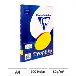 PAPEL A4 80GR AMARILLO SOL 100 HOJAS CLAIREFONTAINE