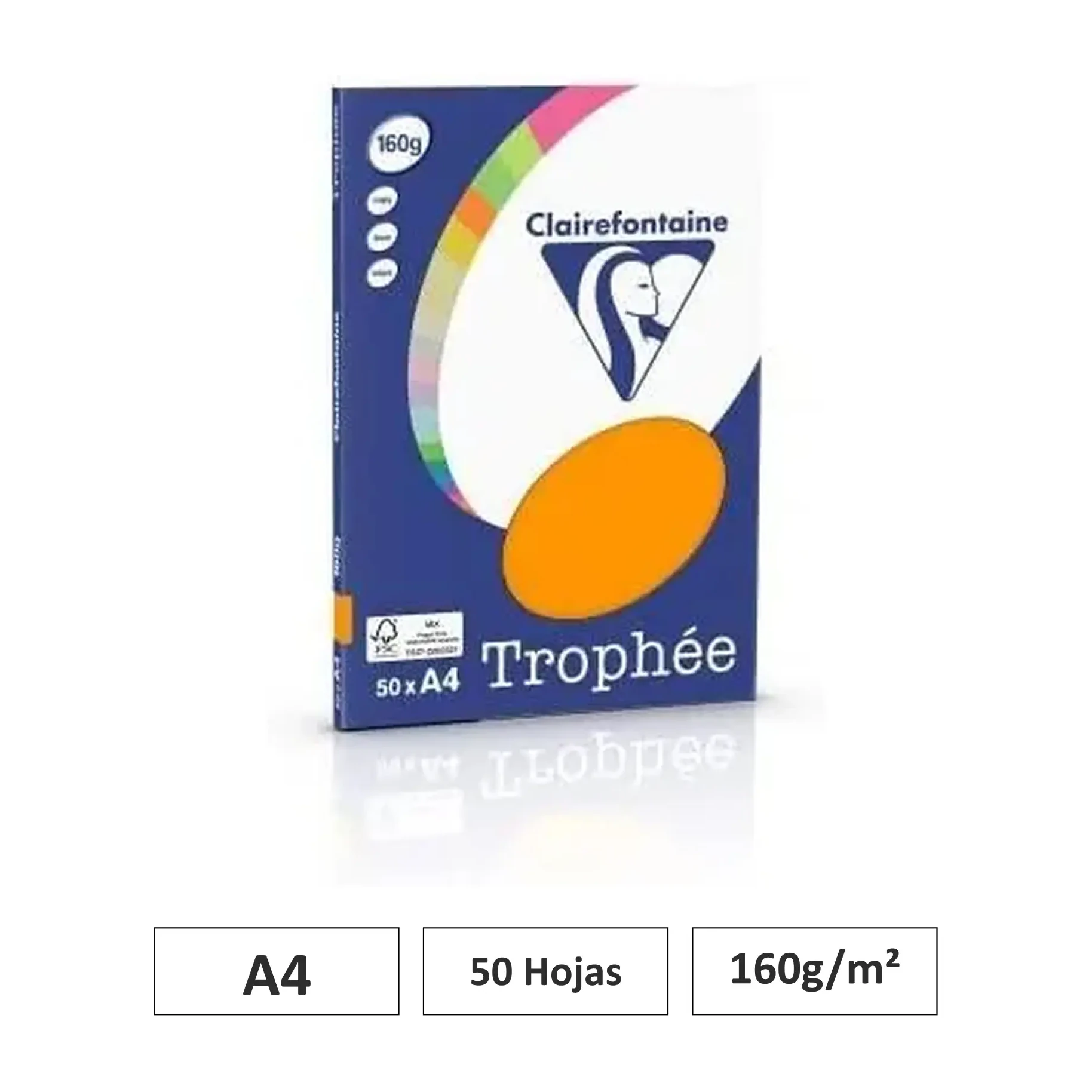 [541805] PAPEL NARANJA A4 160G 50 HOJAS