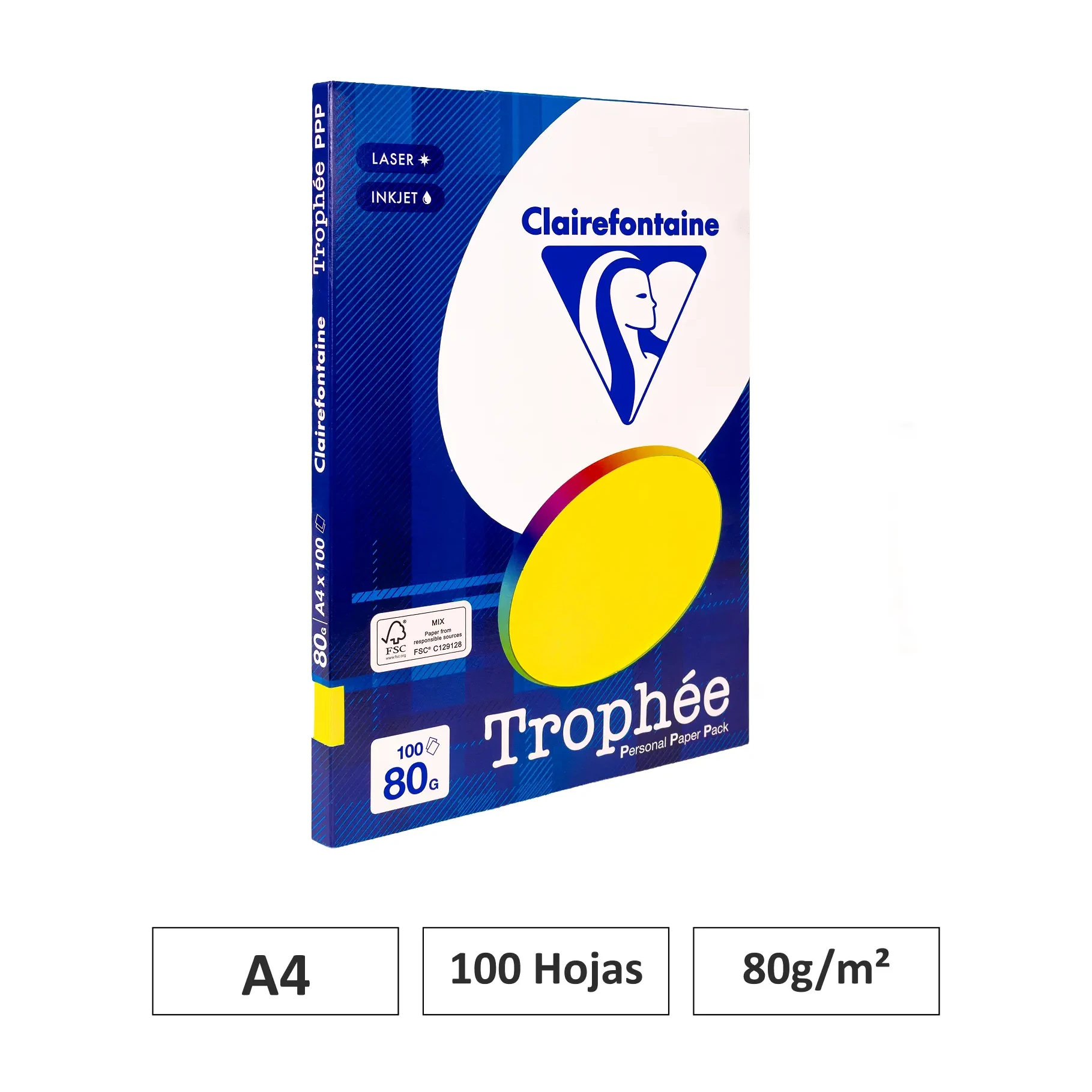 [541810] PAPEL AMARILLO SOL A4 50 HOJAS 160G - CLAIREFONTAINE