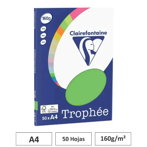 [541811] PAPEL VERDE MENTA A4 160G 50 HOJAS