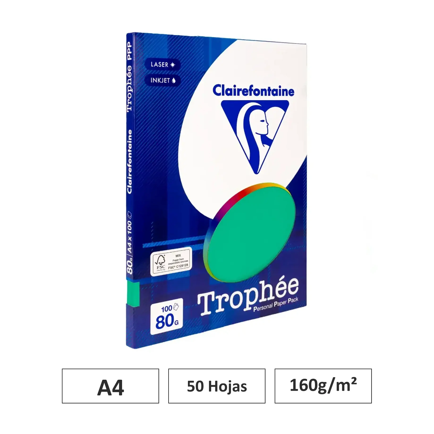 [541812] PAPEL VERDE PINO A4 160G 50 HOJAS