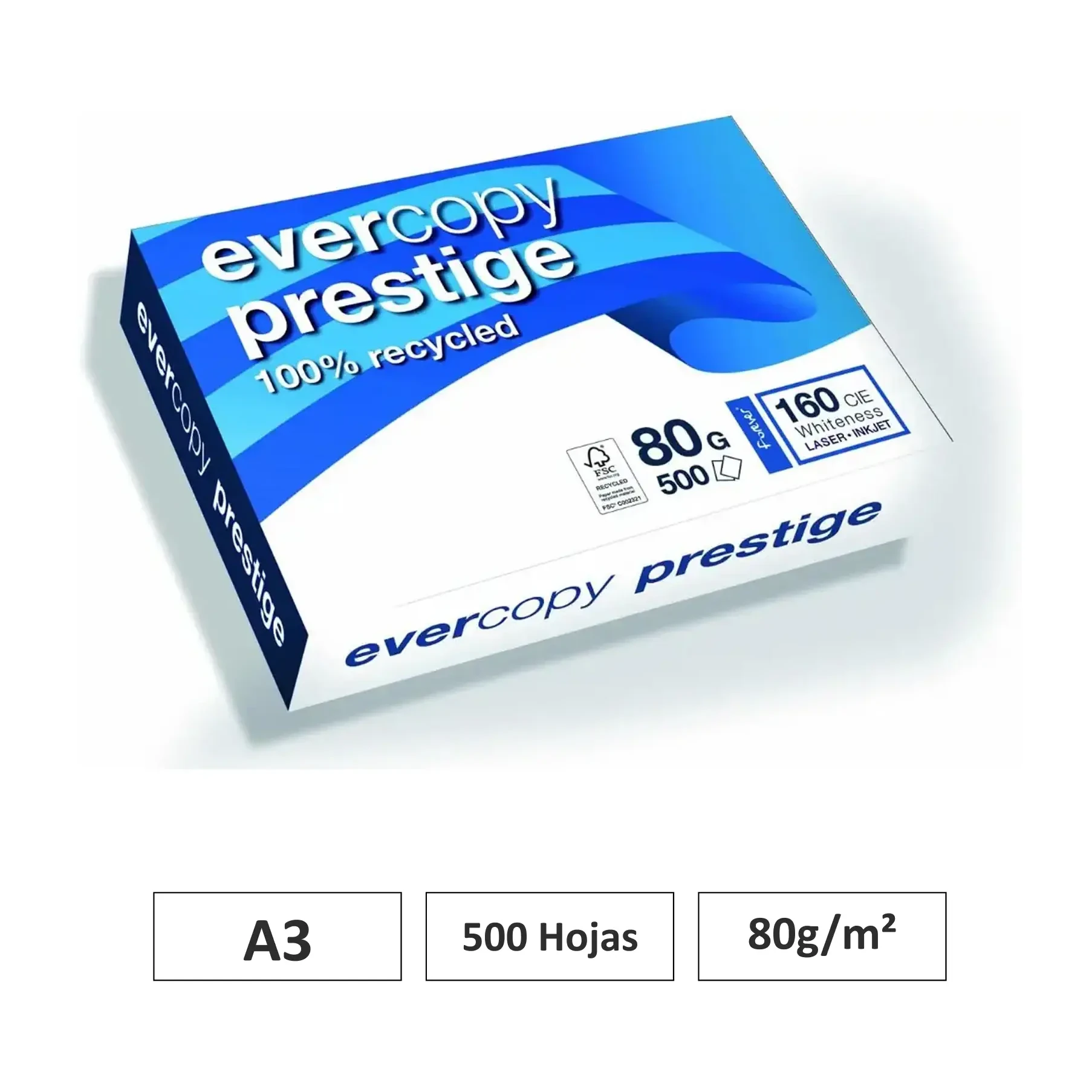 [541826] PAPEL A3 CLAIREFONTAINE AZUL 500 HOJAS 80G