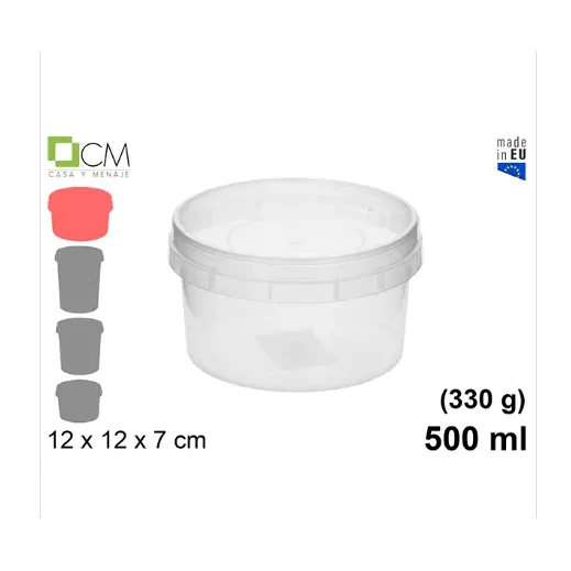 [800737] ENVASE REDONDO PP. C/TAPA 500ML.12X12X7