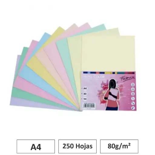 [016329] PAPEL A4 80GR 250 HJS SURTIDO PASTEL