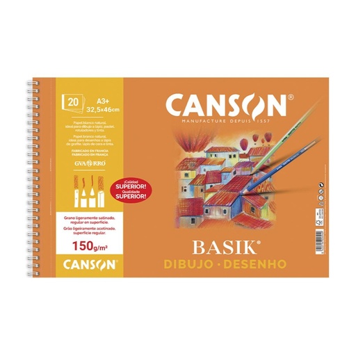 [600073] BLOC BASIK DIBUJO GUARRO CON ESPIRAL A3+ C/R 150G/M²