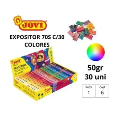 [649954] PLASTILINA JOVI PEQUEÑA 70 CAJA DE 30 UNIDADES 50G COLORES SURTIDOS
