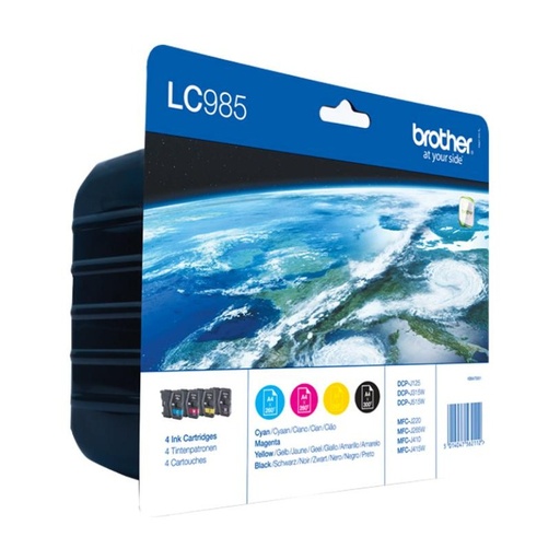[165222] PACK DE 4 CARTUCHOS ORIGINALES BROTHER (BK / C / M / Y) LC985VALBP