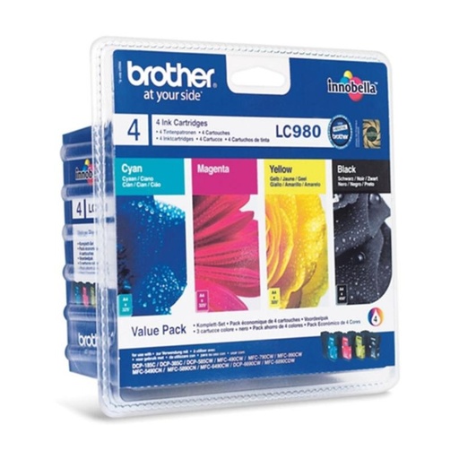 [165221] PACK DE 4 CARTUCHOS ORIGINALES BROTHER (BK / C / M / Y) LC980VALBP