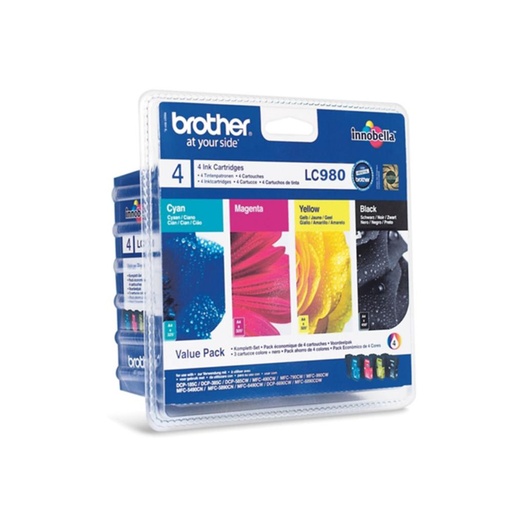 [165221] PACK DE 4 CARTUCHOS ORIGINALES BROTHER (BK / C / M / Y) LC980VALBP