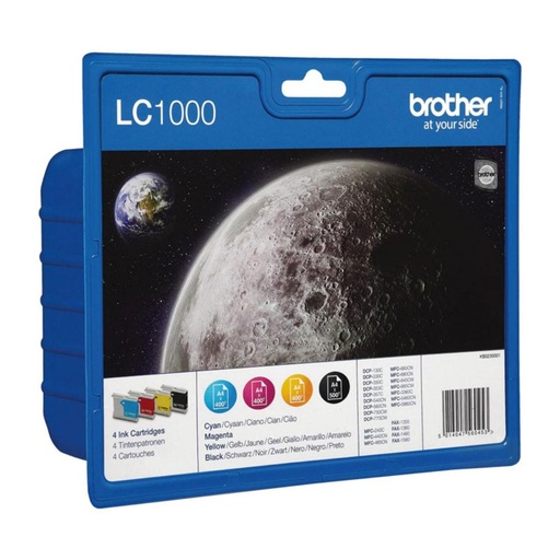 [166225] PACK DE 4 CARTUCHOS ORIGINALES BROTHER (BK / C / M / Y) LC1000VALBP