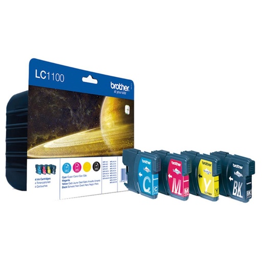 [166226] PACK DE 4 CARTUCHOS ORIGINALES BROTHER (BK / C / M / Y) LC1100VALBP