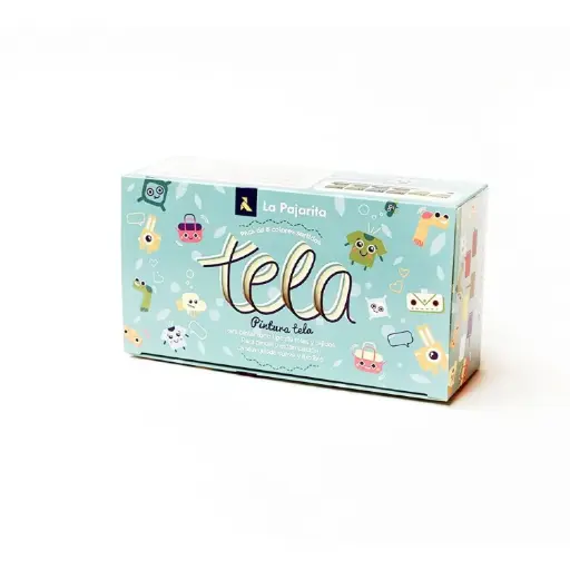 [825098] PINTURA PARA TELA LA PAJARITA KIDS 25ML – CAJA 6 COLORES SURTIDOS + PINCEL