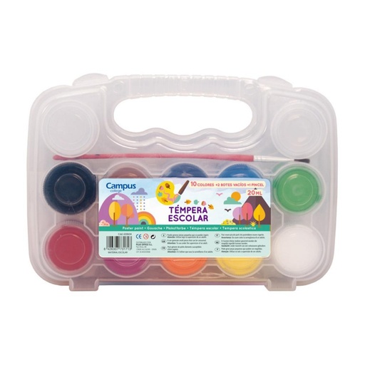 [630634] TEMPERA CAMPUS MALETIN 10 COLORES