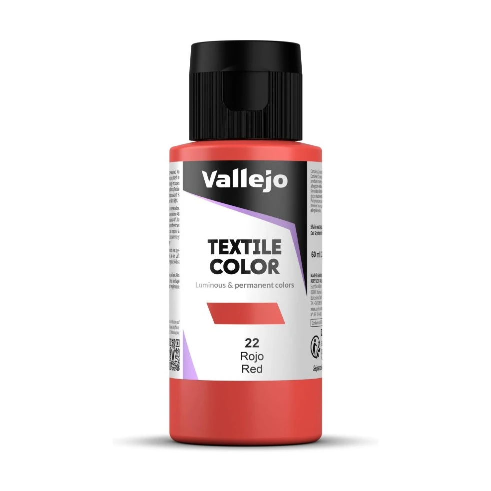 [825721] PINTURA TEXTIL VALLEJO Nº 22 ROJO 60 ML