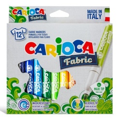ROTULADORES CARIOCA FABRIC TELA CAJA 12 COLORES