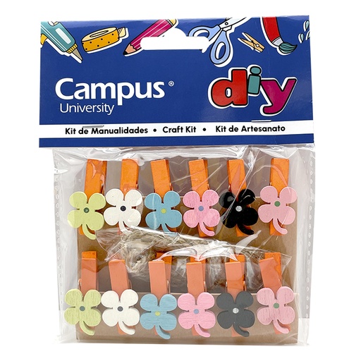 [630971] SET MANUALIDADES CAMPUS PINZA MADERA FLORES