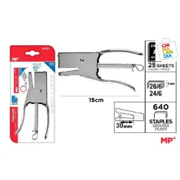 GRAPADORA TENAZA PARA 25 HOJAS CROMADA