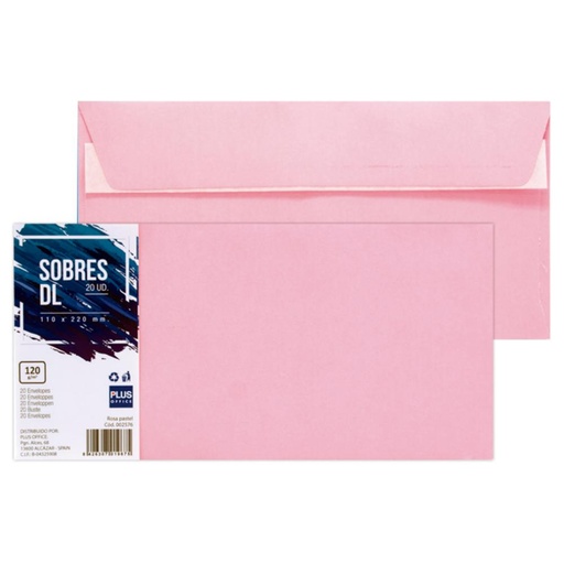 [002576] SOBRE 110x220 ROSA PASTEL 20 UDS