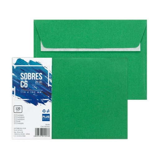 [002562] SOBRE 114*162MM VERDE 20 UDS
