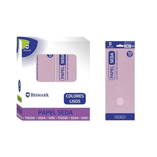 [600158] PAPEL DE SEDA LISO ROSA BOLSA 10 HOJAS