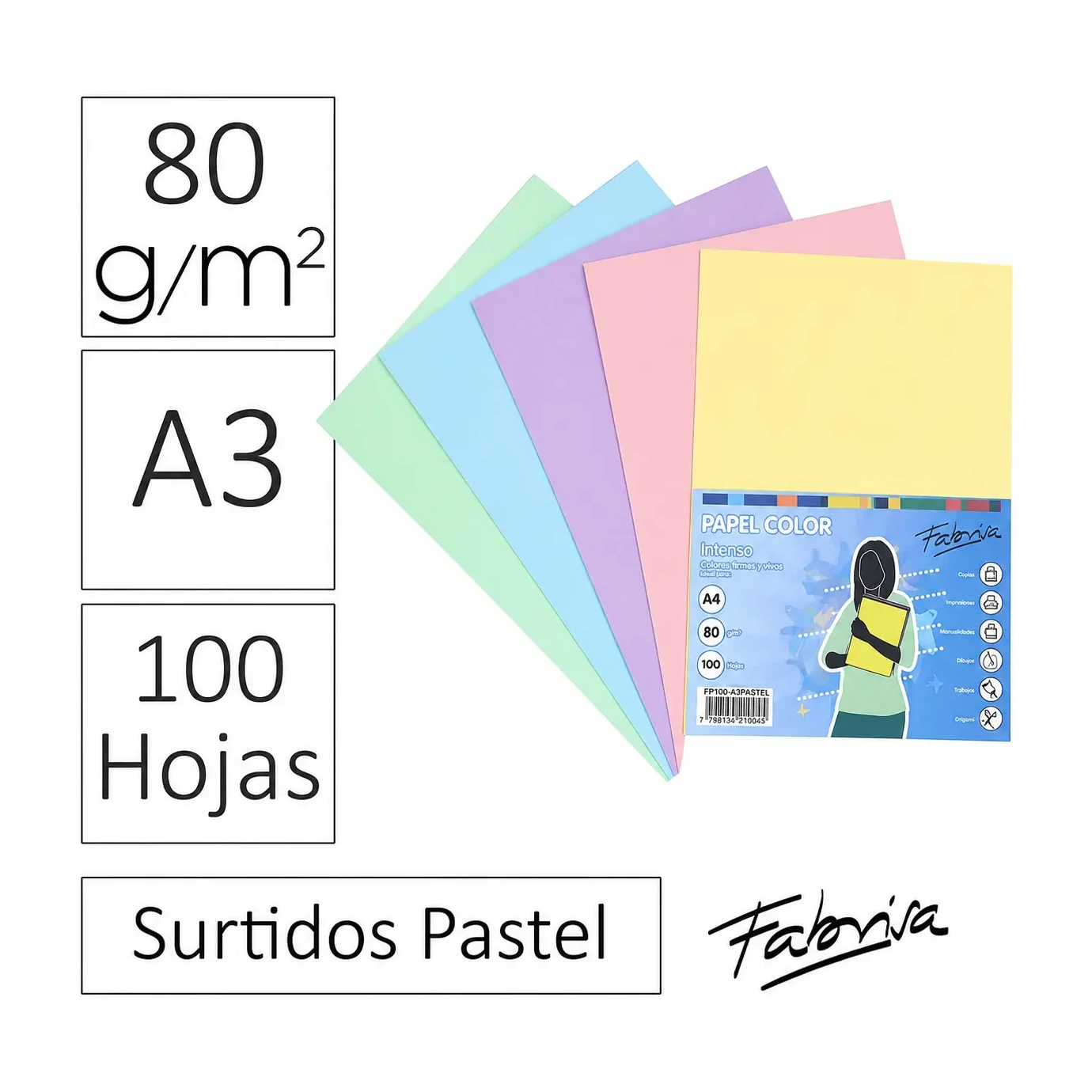 [497006] PAPEL A3 80GR 100 HJS SURTIDO PASTEL