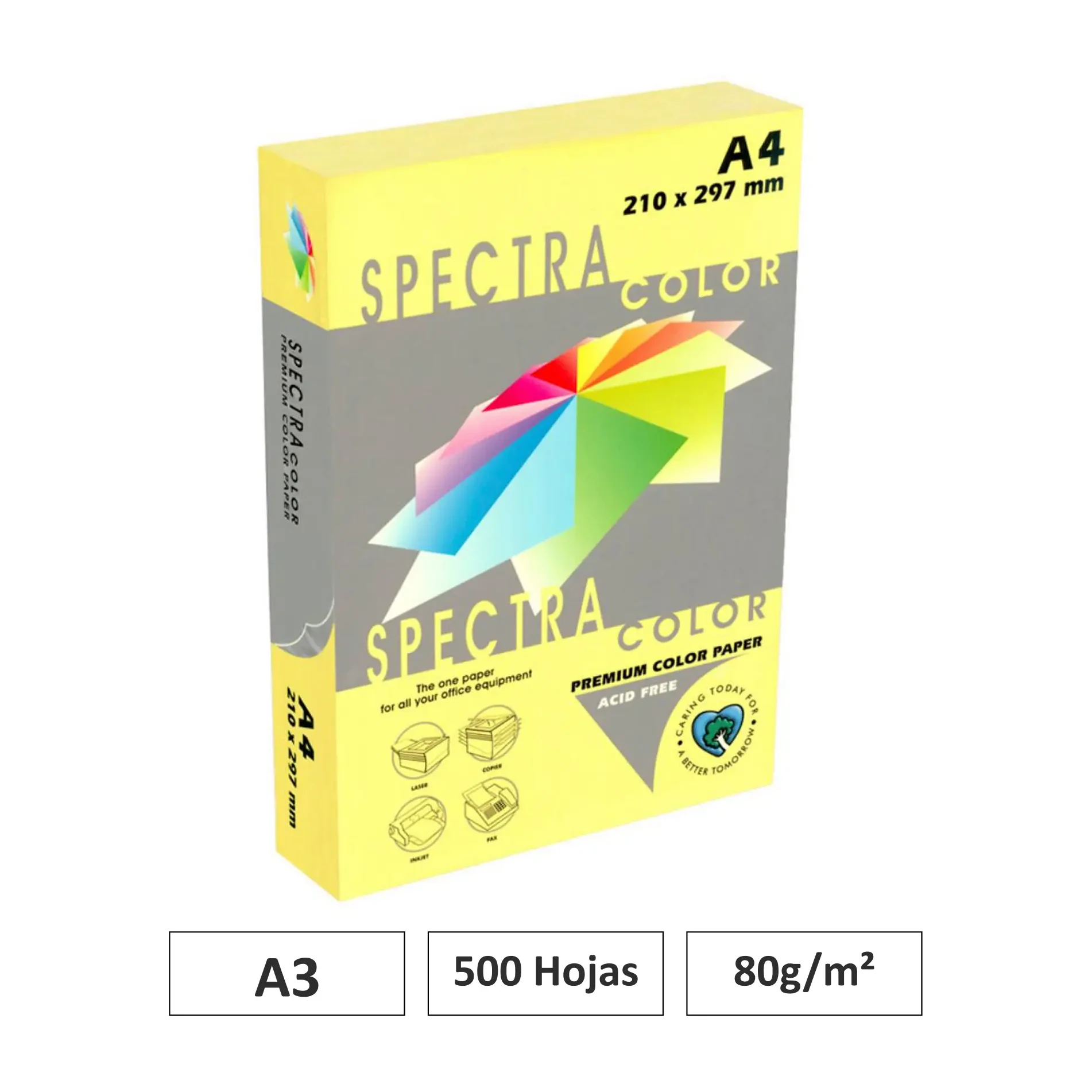 [001010] PAPEL A4 80G 500 HOJAS COLOR AMARILLO PASTEL