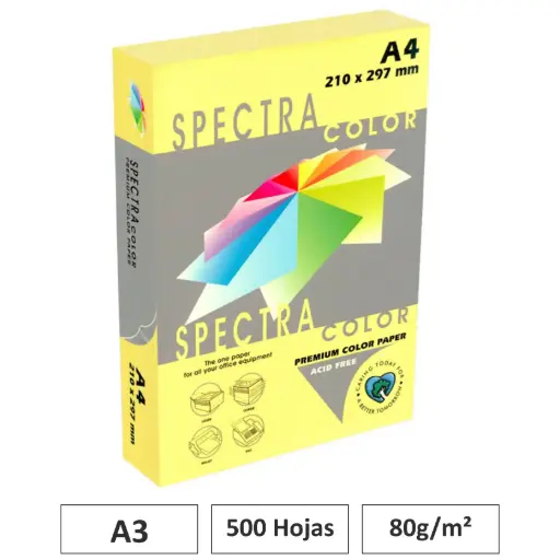 [001010] PAPEL A4 80G 500 HOJAS COLOR AMARILLO PASTEL