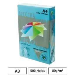 PAPEL A4 80G 500 HOJAS COLOR AZUL OSCURO