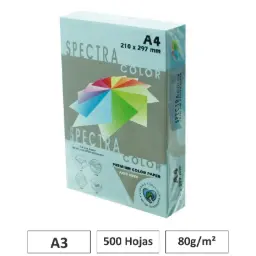 PAPEL A4 80G 500 HOJAS COLOR AZUL TURQUESA