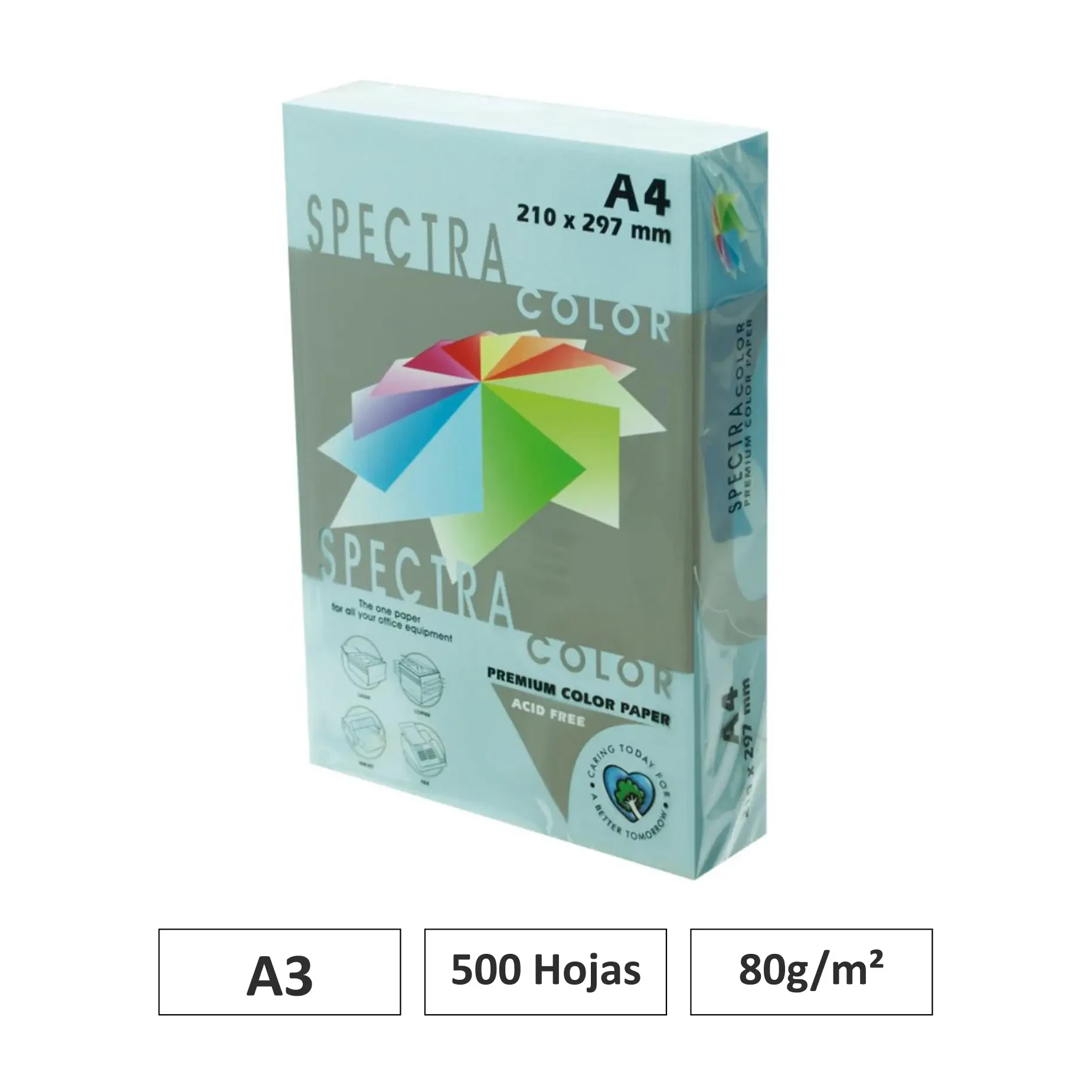 [001011] PAPEL A4 80G 500 HOJAS COLOR AZUL TURQUESA