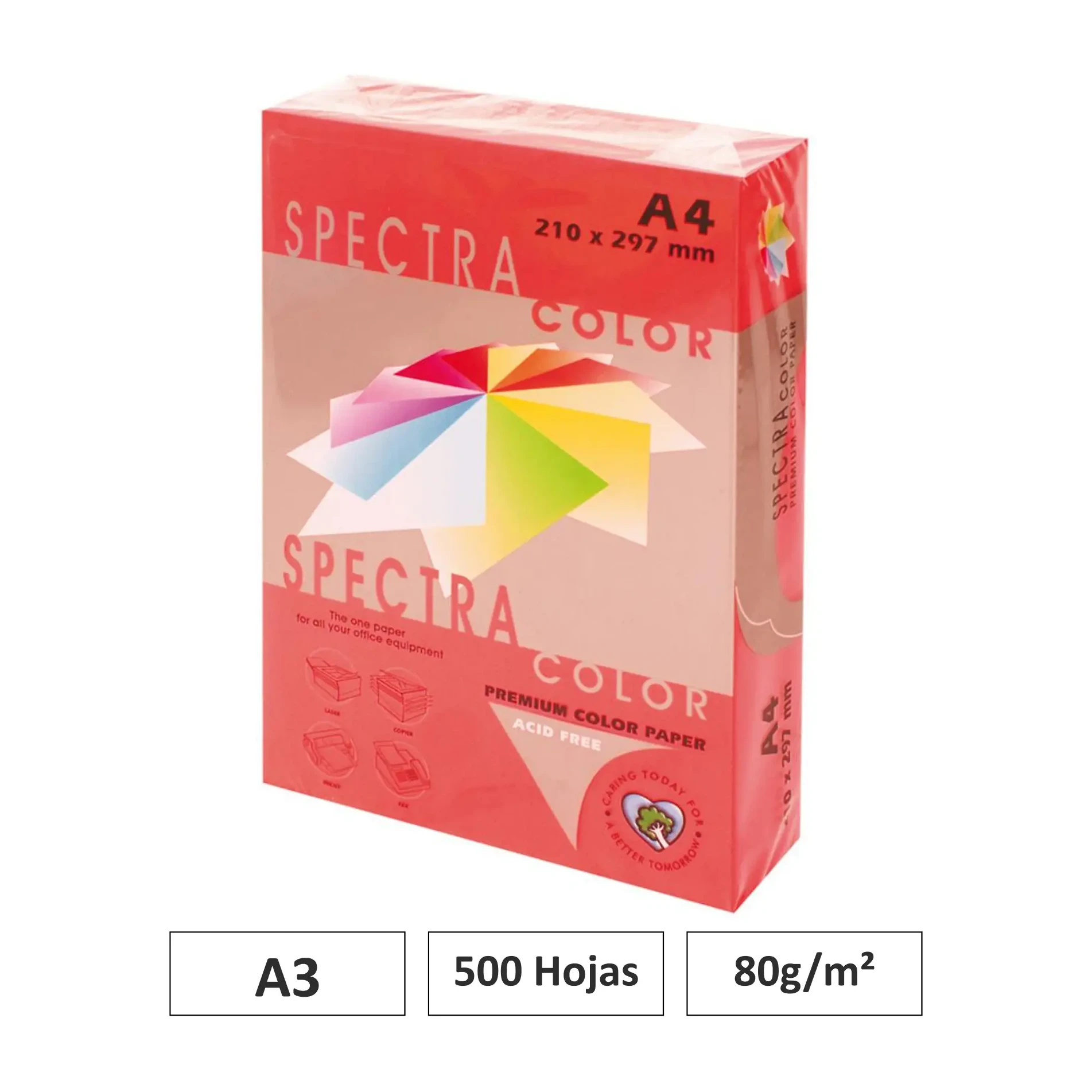 [001017] PAPEL A4 80G 500 HOJAS COLOR ROJO