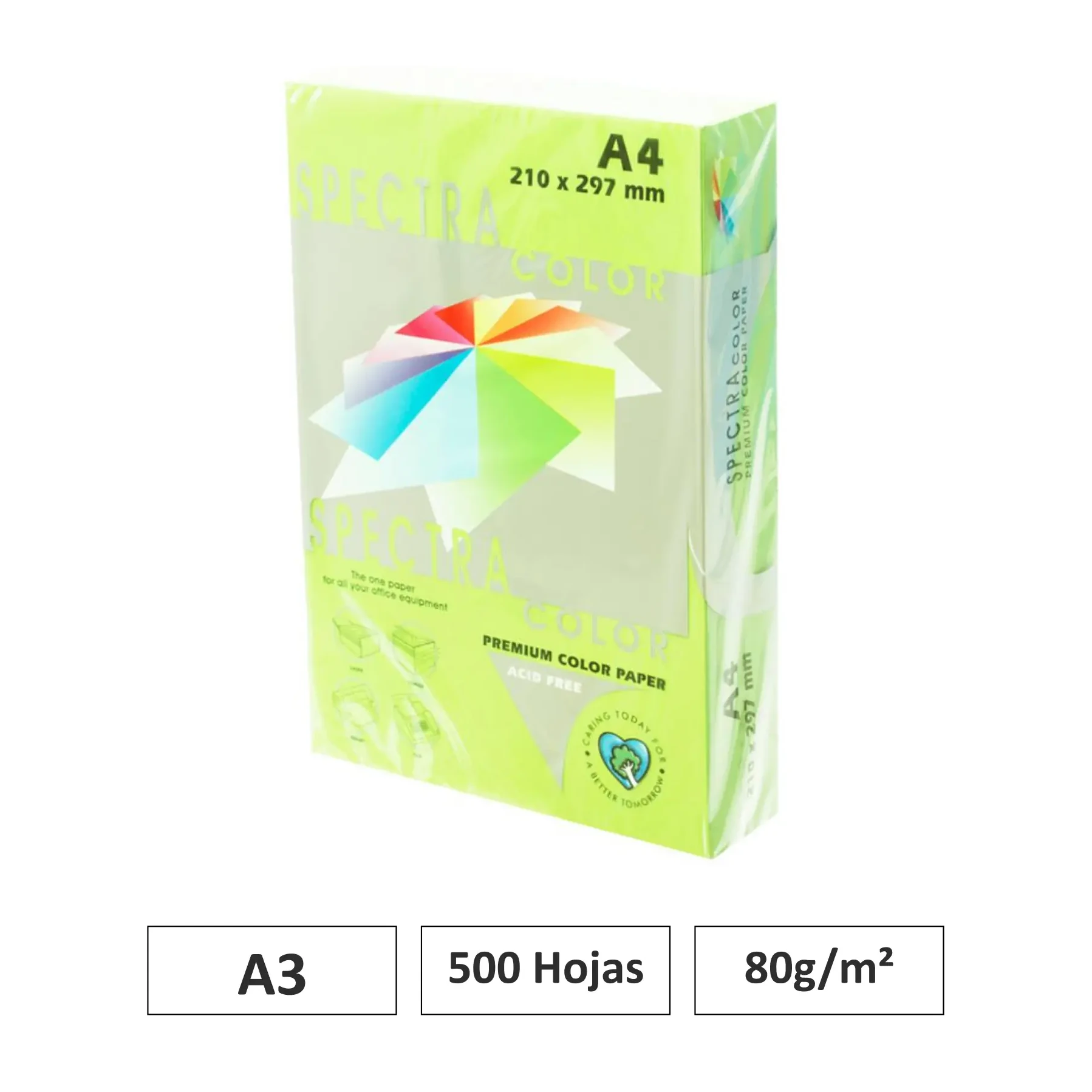 [001014] PAPEL A4 80G 500 HOJAS COLOR VERDE MEDIO