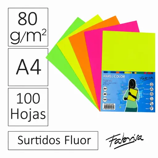 [497008] PAPEL A4 80G 100 HOJAS SURTIDO FLUOR