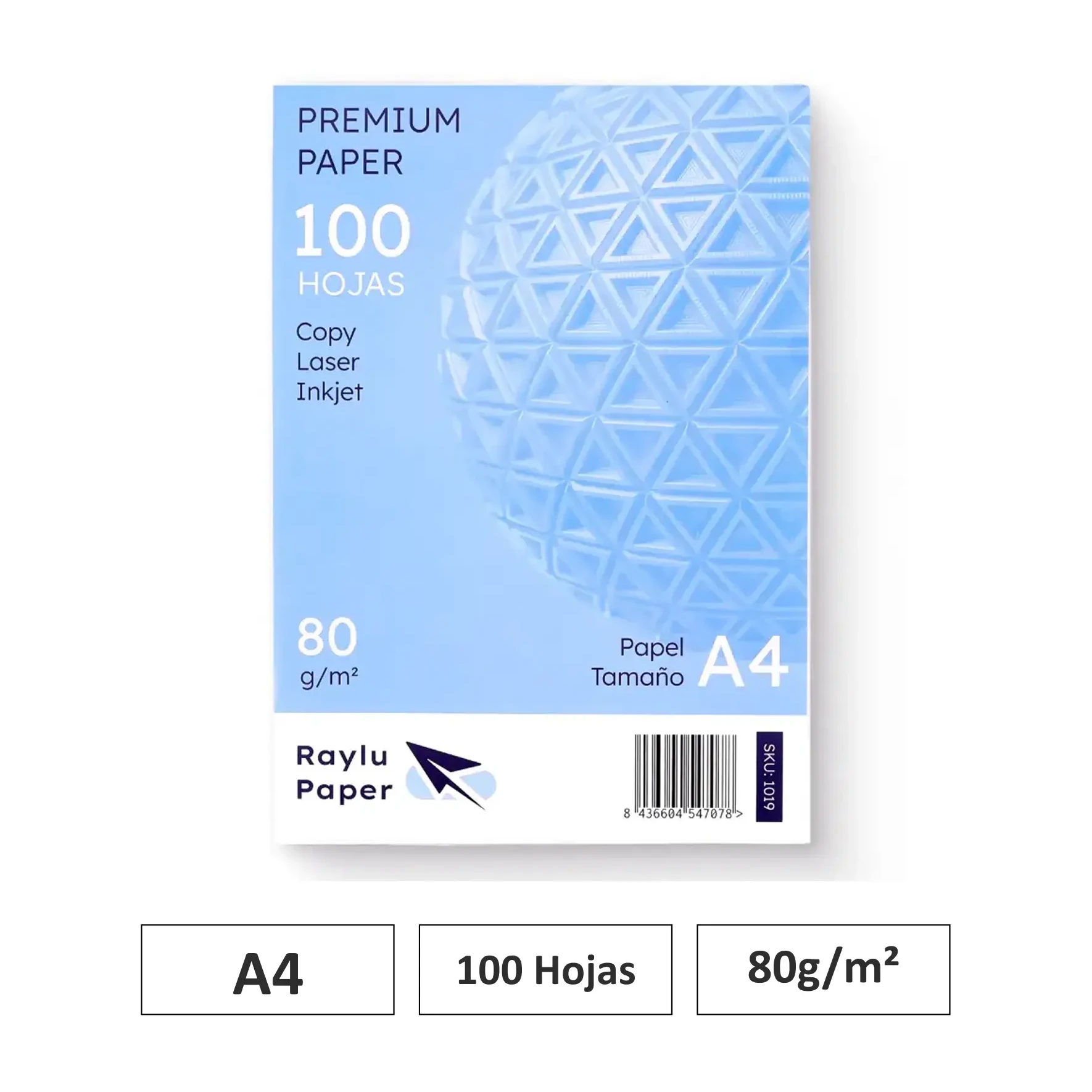 [001019] PAPEL RAYLU PAPER A4 PREMIUM 80GR 100 HOJAS