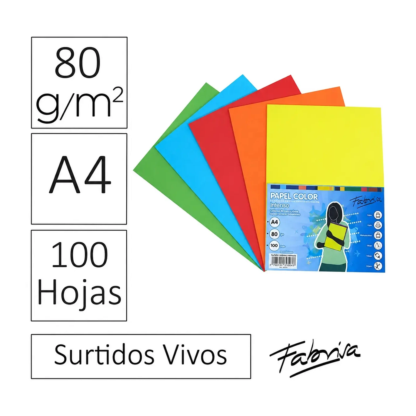 [650305] PAPEL A4 80G 100 HOJAS SURTIDO INTENSO 