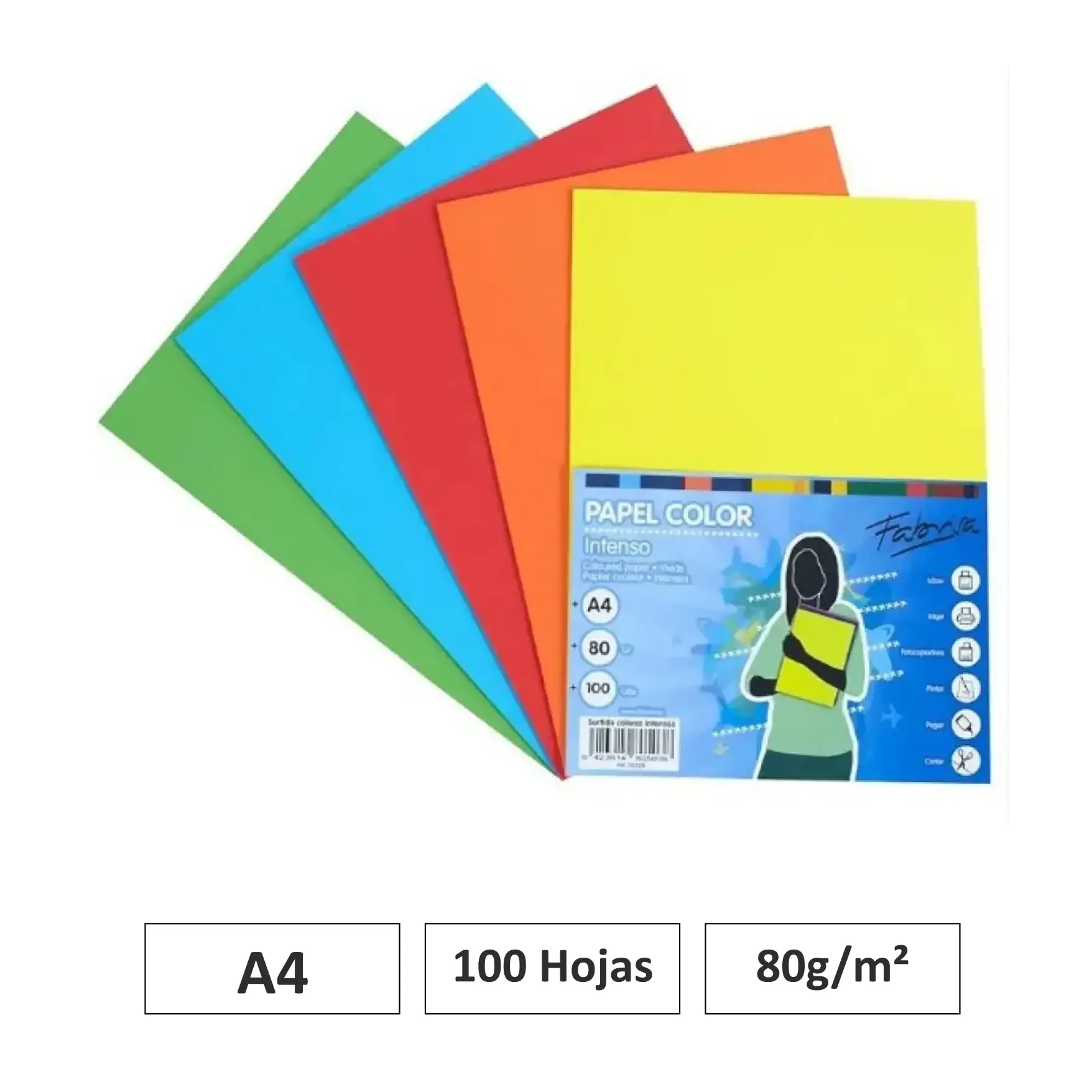 [497010] PAPEL A4 80GR 100 HJS SURTIDO INTENSOS