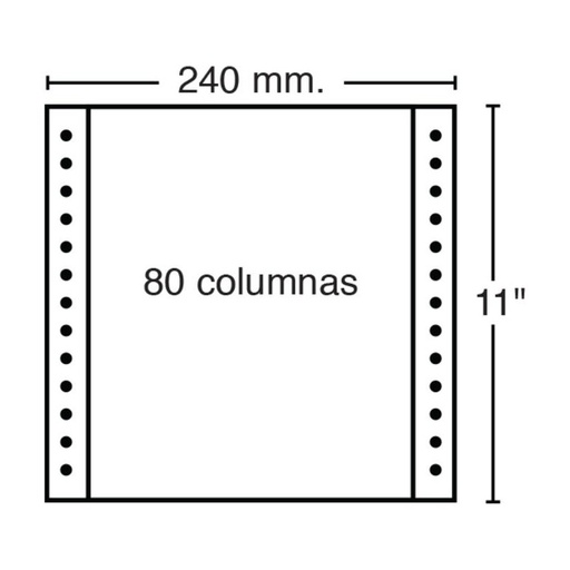[001098] PAPEL CONTINUO 11"X240MM JUEGO DE 2 TANTOS COLOR BLANCO