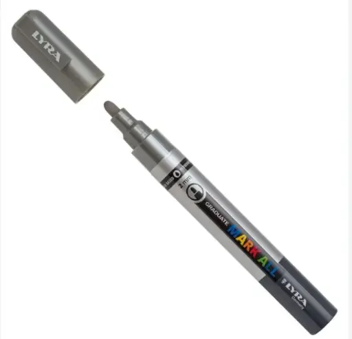 [826073] ROTULADOR ACRÍLICO LYRA 2MM PLATA GRADUATE MARK ALL