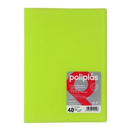 Carpeta poliplas con fundas DIN A4 40 fundas PP soldadas al lomo verde