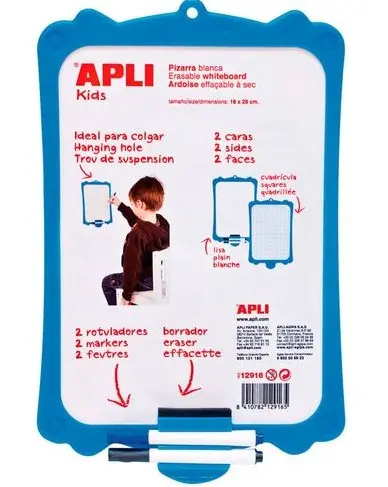 [70015] PIZARRA BLANCA CON BORRADOR Y ROTULADORES 180X280 MM APLI