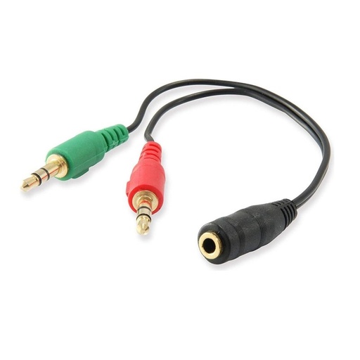 [704285] CABLE ADAPTADOR AUDIO EWENT JACK 3,5MM HEMBRA A 2 JACK MACHO