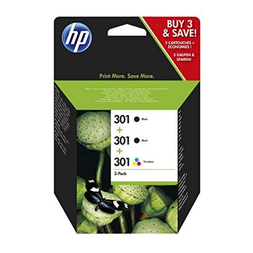 [165936] CARTUCHO HP 301 PACK3/2NG+1TRICOLOR