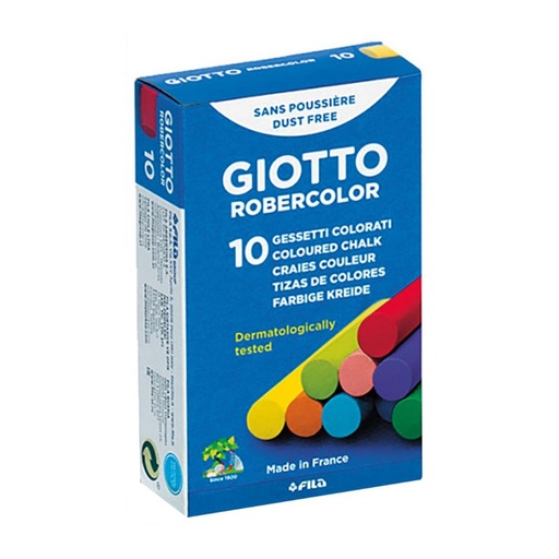 [630008] TIZA COLOR ANTIPOLVO ROBERCOLOR COLORES SURTIDOS 10 UDS