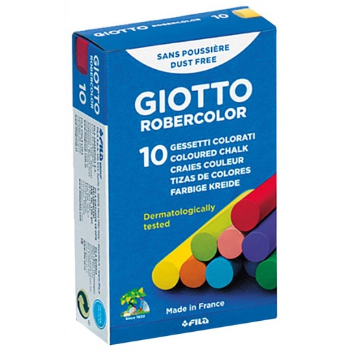 [630008] TIZA COLOR ANTIPOLVO ROBERCOLOR COLORES SURTIDOS 10 UDS