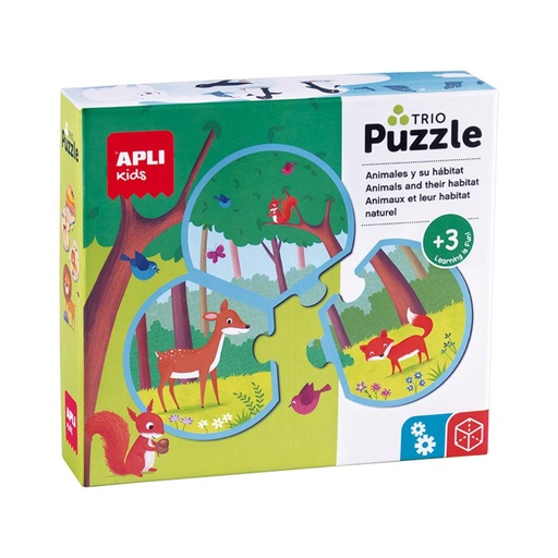 [710297] JUEGO APLI PUZZLE TRIO ANIMALES Y SU HÁBITAT 24 PIEZAS